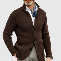 Jovel | Herren strukturierte Strickjacke im Blazer-Stil – Kaffee
