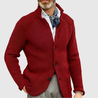 Jovel | Herren strukturierte Strickjacke im Blazer-Stil – Weinrot