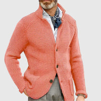 Jovel | Herren strukturierte Strickjacke im Blazer-Stil – Lachs