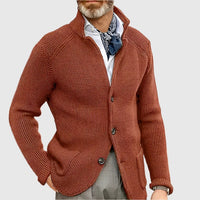 Jovel | Herren strukturierte Strickjacke im Blazer-Stil – Rostrot