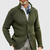 Jovel | Herren strukturierte Strickjacke im Blazer-Stil – Moos