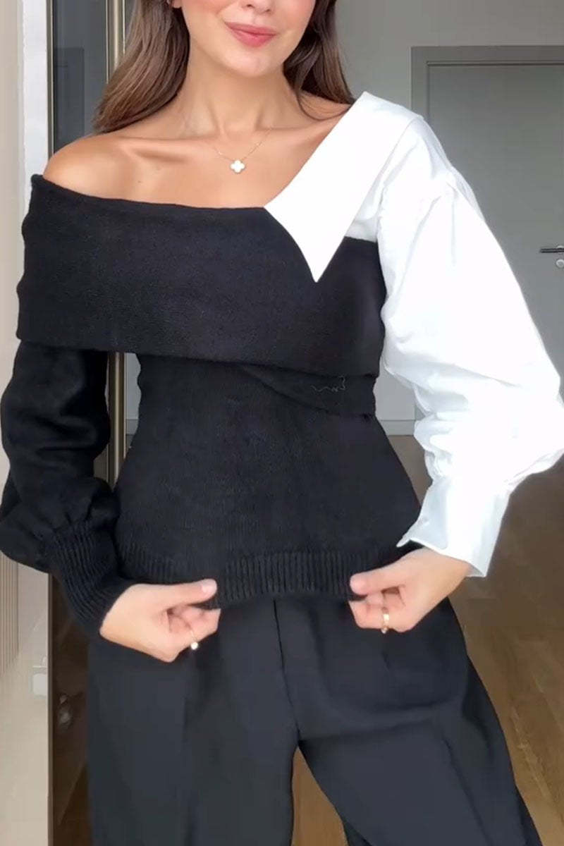 Nadine - Vielseitiger Patchwork-Strickpullover