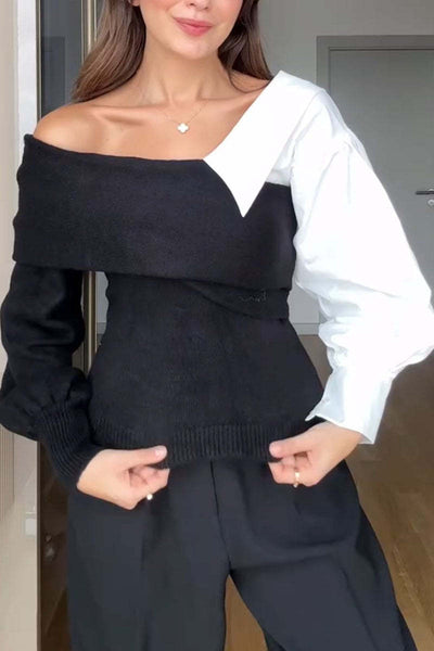Nadine - Vielseitiger Patchwork-Strickpullover