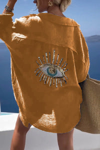 Oversize Baumwollhemd für Frauen | Lange Ärmel – Gelb