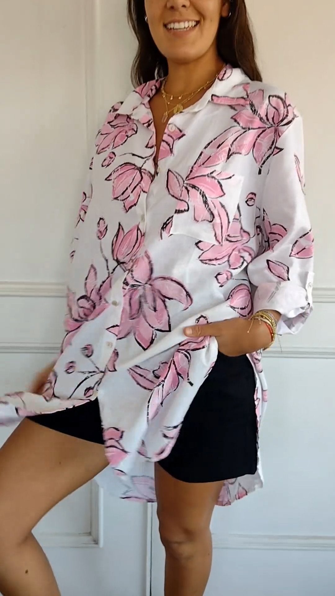 Diana - Elegantes bedrucktes Hemdkleid
