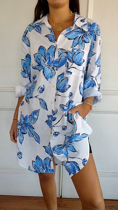 Diana - Elegantes bedrucktes Hemdkleid