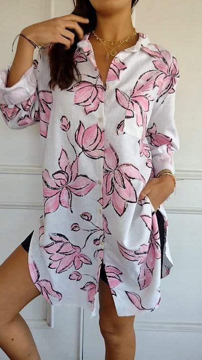 Diana - Elegantes bedrucktes Hemdkleid