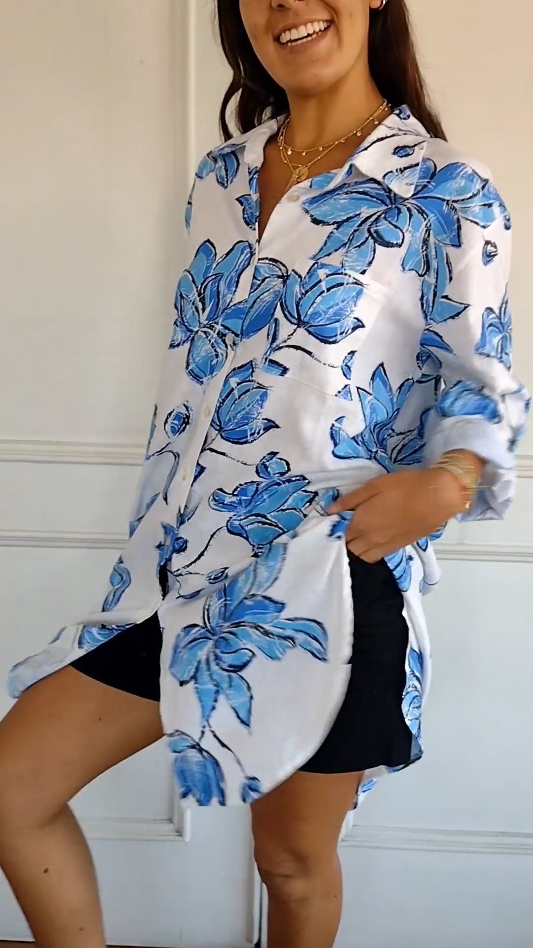 Diana - Elegantes bedrucktes Hemdkleid