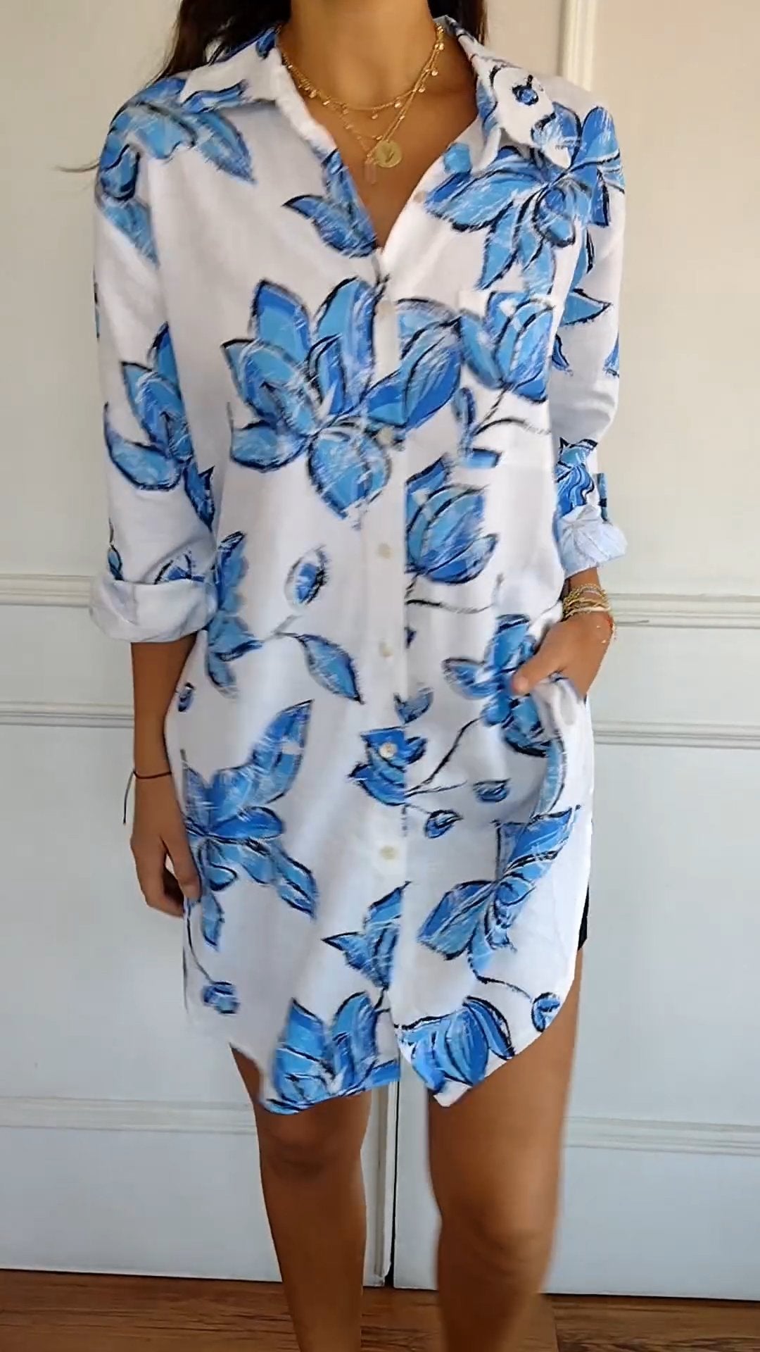 Diana - Elegantes bedrucktes Hemdkleid