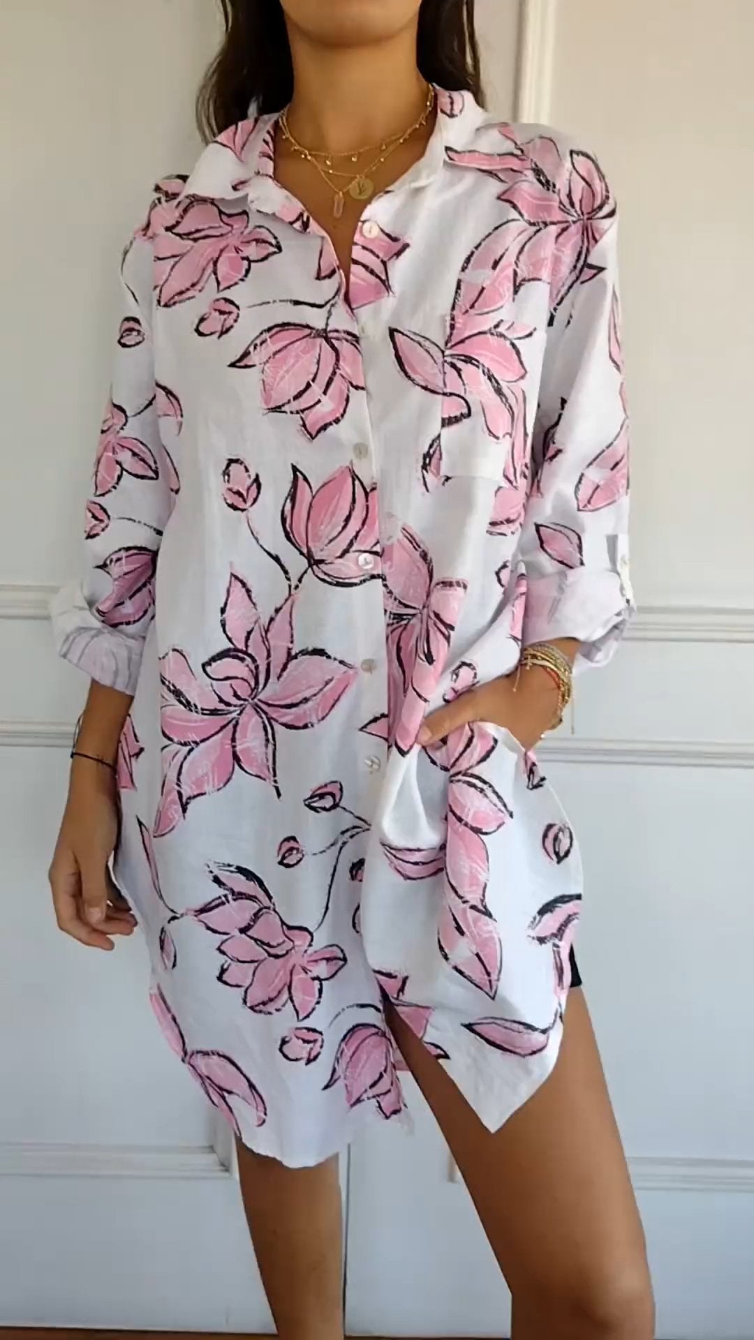 Diana - Elegantes bedrucktes Hemdkleid