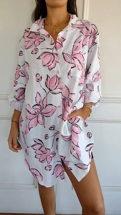 Diana - Elegantes bedrucktes Hemdkleid