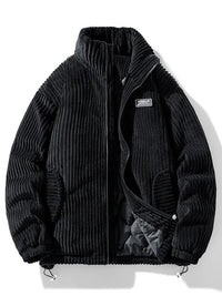 Stylische Bomber Cordjacke – Schwarz