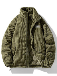 Stylische Bomber Cordjacke – Grün