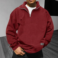 Men's Loose Fleece Stand Collar Solid Color Sweatshirt – Rot
