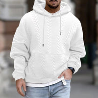 Men's Casual Printed Kangaroo Pocket Long Sleeve Hoodie – Weiß