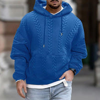 Men's Casual Printed Kangaroo Pocket Long Sleeve Hoodie – Blau
