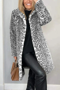 ZOE – Damen-Wintermantel mit Animal-Print – Grau