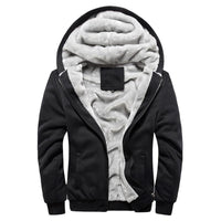 Men's Casual Fleece Hooded Jacket – Schwarz