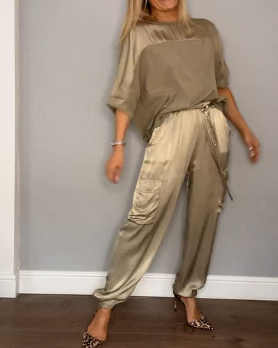Tara - Modisches Satin-Outfit-Set
