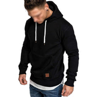 Men's Casual Solid Color Long Sleeve Hooded Sweatshirt – Schwarz