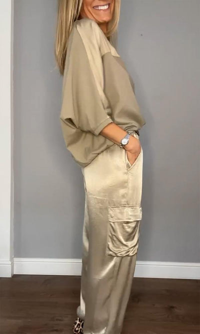 Tara - Modisches Satin-Outfit-Set