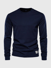 Pullover Herren Langarmshirt Rundhals | Basic Style – Dunkelblau