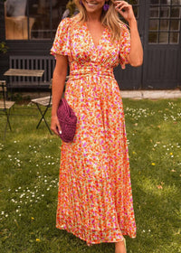 Sandie - Perfektes Blumenkleid für den Frühling – Orange