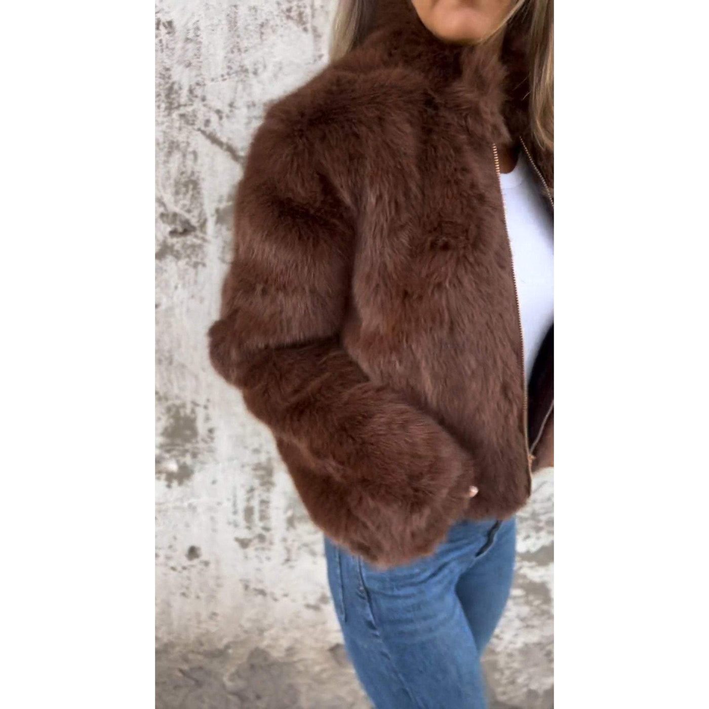 Lasithra | PU Bond Jacke mit hohem Kragen und Reißverschluss