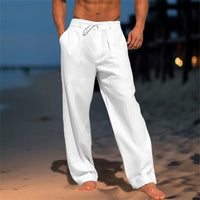 Erik | Leichte Leinenhose in Unifarbe – Weiß