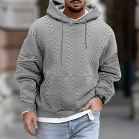 Men's Casual Printed Kangaroo Pocket Long Sleeve Hoodie – Grau