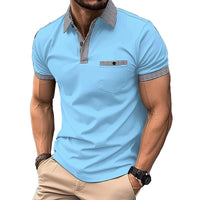 Sommerliches Polo-Shirt | Modernes, bequemes Polo-Shirt mit Muster – Blau
