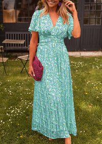 Sandie - Perfektes Blumenkleid für den Frühling – Grün