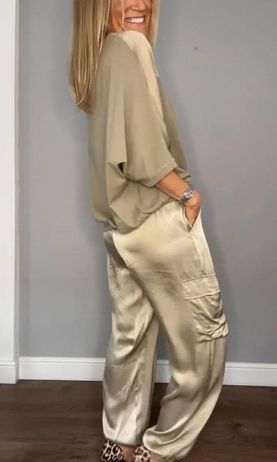 Tara - Modisches Satin-Outfit-Set