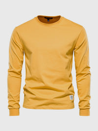 Pullover Herren Langarmshirt Rundhals | Basic Style – Gelb