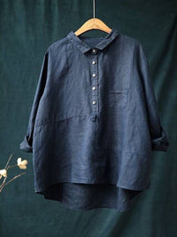 Tunika Bluse für Damen - Elegantes langes Blusenshirt für den Sommerurlaub – Marine