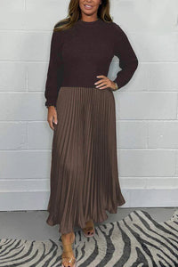 GUL - LANGES KLEID MIT PULLOVER-DESIGN UND ROCK – Braun