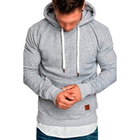 Men's Casual Solid Color Long Sleeve Hooded Sweatshirt – Hellgrau