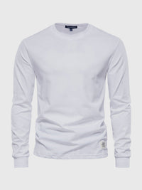 Pullover Herren Langarmshirt Rundhals | Basic Style – Weiß