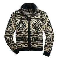 Men's Lapel Vintage Jacquard Knit Jacket – Schwarz