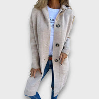 Fara – Strick-Cardigan mit Kapuze & Knopfleiste – Beige