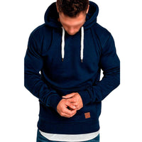 Men's Casual Solid Color Long Sleeve Hooded Sweatshirt – Marine