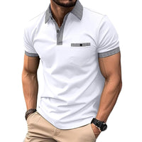 Sommerliches Polo-Shirt | Modernes, bequemes Polo-Shirt mit Muster – Weiß