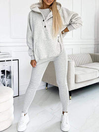 Amélie | Elegantes Sweatshirt-Set – Hellgrau