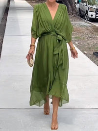 Tessa - Elegantes Kleid mit V-Ausschnitt – Grün