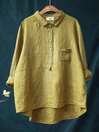 Tunika Bluse für Damen - Elegantes langes Blusenshirt für den Sommerurlaub – Gelb