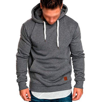 Men's Casual Solid Color Long Sleeve Hooded Sweatshirt – Grau