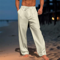 Erik | Leichte Leinenhose in Unifarbe – Khaki