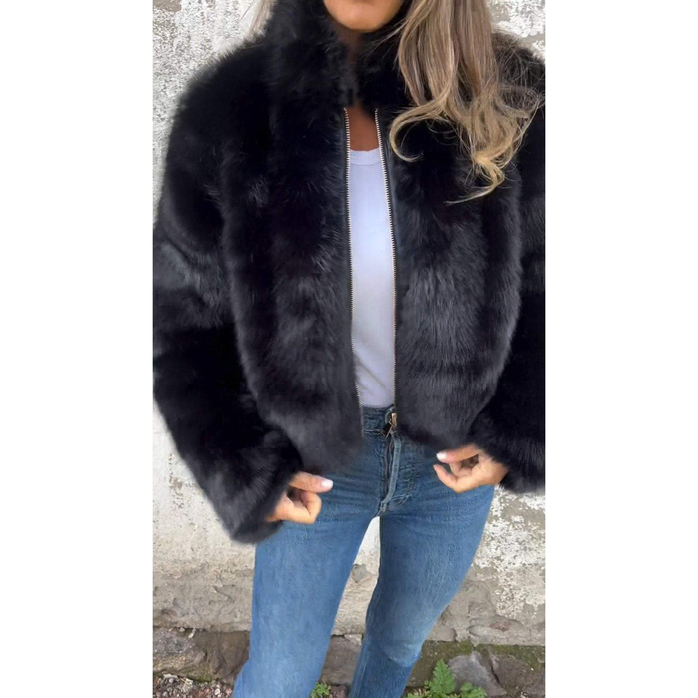 Lasithra | PU Bond Jacke mit hohem Kragen und Reißverschluss