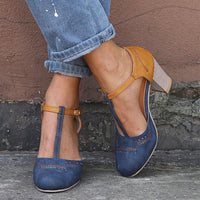 Gaea | Retro Damen Sandalen mit hohen Absätzen – Blau