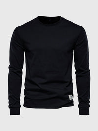 Pullover Herren Langarmshirt Rundhals | Basic Style – Schwarz